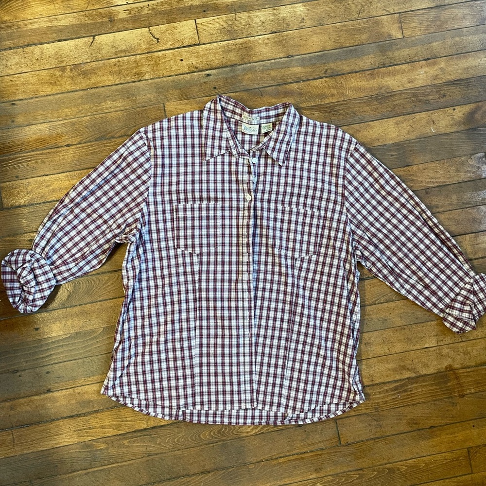 St. John's Bay Red and White Plaid Shirt